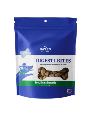 Dave'S Pet Food Dog Digesti-Bites Freeze-Dried Beef Rice & Pumpkin 4Oz