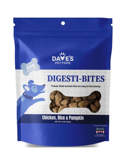 Dave'S Pet Food Dog Digesti-Bites Freeze-Dried Chicken Rice & Pumpkin 12Oz