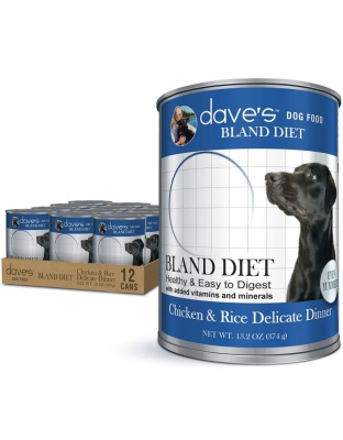 Dave'S Pet Food Dog Restricted Bland Diet Chicken & Rice 22Oz 12 Pack