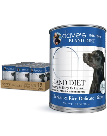 Dave'S Pet Food Dog Restricted Bland Diet Chicken & Rice 22Oz 12 Pack