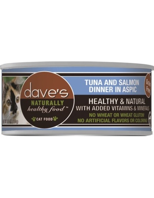 Dave's Naturally Healthy Cat Food; Tuna and Salmon Dinner In Aspic 5.5oz. (Case of 24)