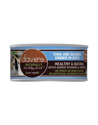 Daves Naturally Healthy Cat Food  Tuna and Salmon Dinner In Aspic 3Oz (Case of 24)