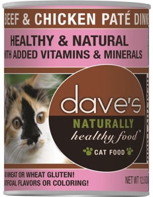 Dave's Naturally Healthy Cat Food; Beef and Chicken 13.2oz. (Case of 12)
