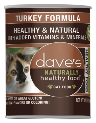 Dave's Naturally Healthy Cat Food; Turkey Formula 12.5oz. (Case of 12)