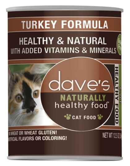 Dave's Naturally Healthy Cat Food; Turkey Formula 12.5oz. (Case of 12)