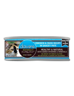 Dave's Pet Food Cat Grain Free Saucey Chicken & Duck 5.5oz. (Case Of 24)