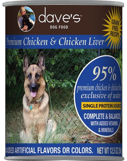Dave's Pet Food Dog 95% Premium Meats Chicken And Chicken Liver 12.5oz. (Case of 12)