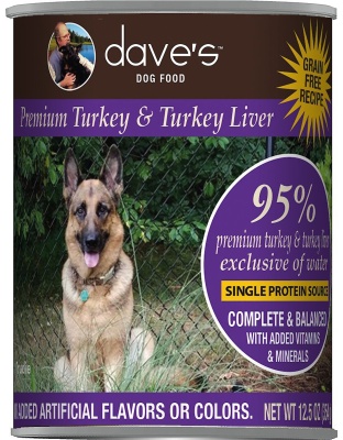 Dave's Pet Food Dog 95% Premium Meats Turkey And Turkey Liver 12.5oz. (Case of 12)