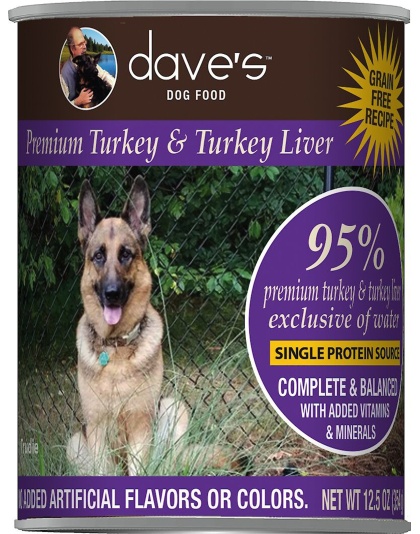 Dave's Pet Food Dog 95% Premium Meats Turkey And Turkey Liver 12.5oz. (Case of 12)
