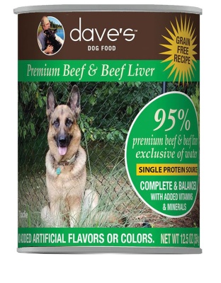 Dave's Pet Food Dog 95% Premium Meats Beef And Beef Liver 12.5oz. (Case of 12)