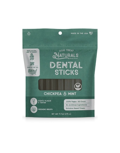 Dog Treat Naturals Dog Dentals Sticks Chickpea & Mint 10Oz 20 Count