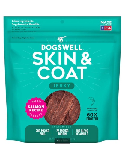 Dogswell Dog Skin And Coat Jerkey Grain Free Salmon 18oz.