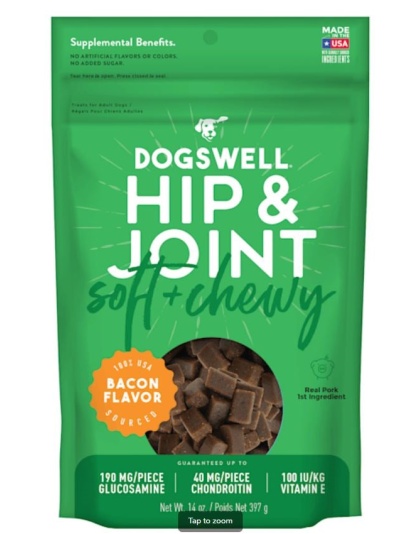 Dogswell Dog Hip Joint Soft Chew Grain Free Bacon 14oz.