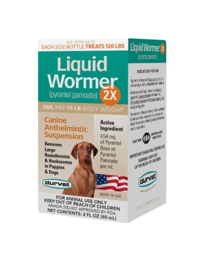 Durvet Liquid Wormer 2X For Dogs & Puppies 2oz.