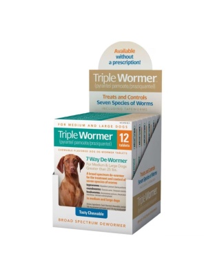 Durvet Triple Wormer For Med & Lrg Dogs > 25 Lb-12 count