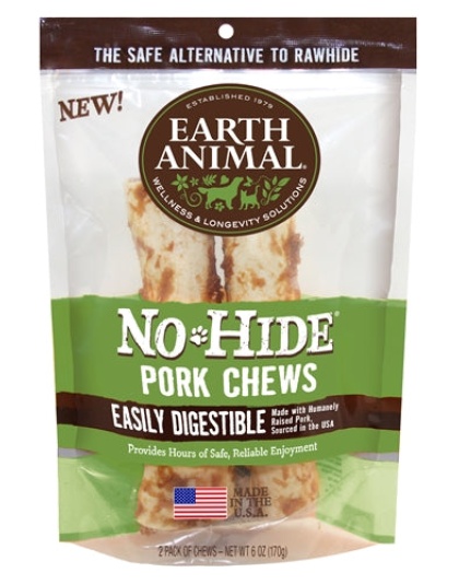 Earth Animal No Hide Pork Chews Dog Treats; 7 Inch; 2 Pack
