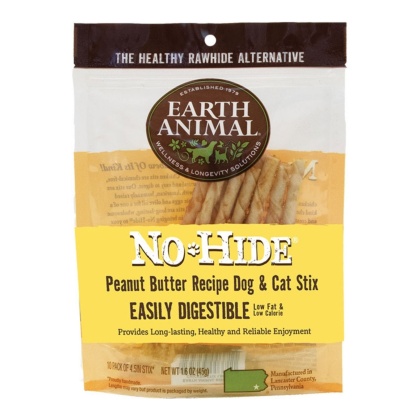 Earth Animal Nohide Peanut Butter Stix 10 Pk