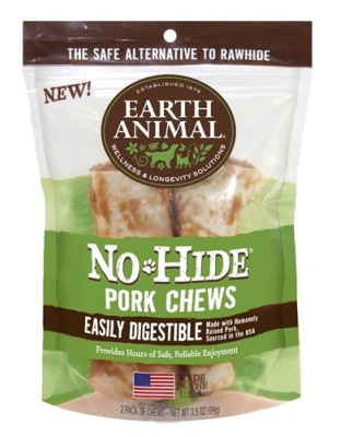 Earth Animal No Hide Pork Chews Dog Treats; 4 Inch; 2 Pack