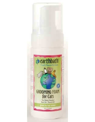 Earthbath Waterless Grooming Foam for Cats & Kittens, Green Tea Leaf 1ea/4 oz