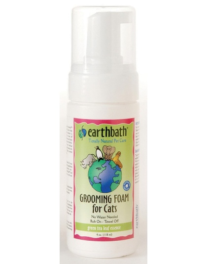 Earthbath Waterless Grooming Foam for Cats & Kittens, Green Tea Leaf 1ea/4 oz