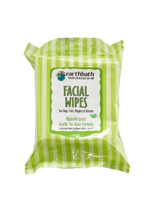 Earthbath Hypo-Allergenic Facial Wipes for Dogs, Cats, Puppies & Kittens 1ea/25 ct