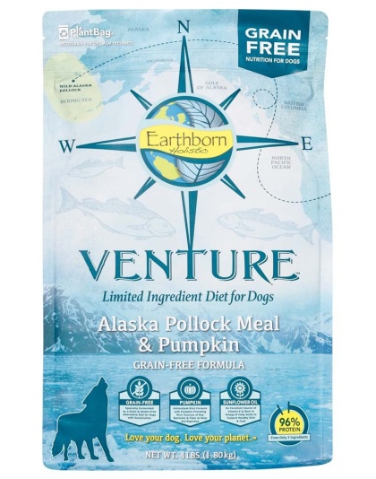 Earthborn Holistic Venture L.I.D. Grain Free Dry Dog Food Pollock & Pumpkin 1ea/4 lb