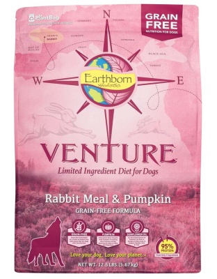 Earthborn Holistic Venture L.I.D. Grain Free Dry Dog Food Rabbit & Pumpkin 1ea/12.5 lb