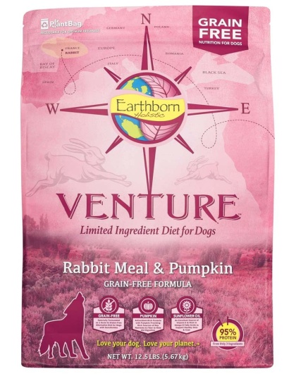 Earthborn Holistic Venture L.I.D. Grain Free Dry Dog Food Rabbit & Pumpkin 1ea/12.5 lb