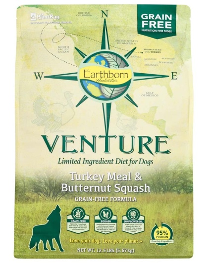 Earthborn Holistic Venture L.I.D. Grain Free Dry Dog Food Turkey & Butternut Squash 1ea/12.5 lb