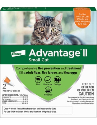 Advantage II Cat Small Orange 2-Pack (3packs)