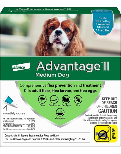 Advantage Ii Dog Meduim Teal 4-Pack (3packs)