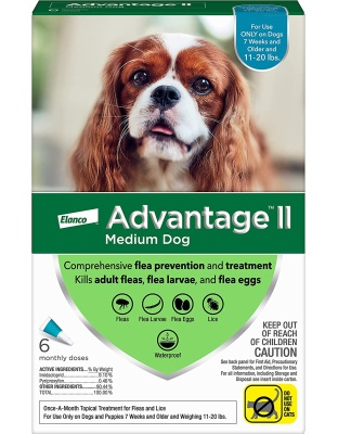 Advantage Ii Dog Meduim Teal 6-Pack (3packs)