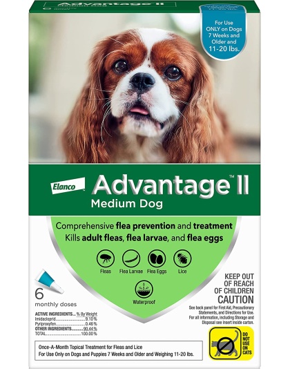 Advantage Ii Dog Meduim Teal 6-Pack (3packs)