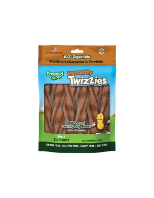Emerald Pet Peanutty Twizzies Dog Treat Peanut Butter 1ea/6 in, 6 pk, 8 oz