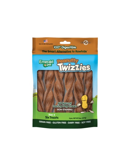 Emerald Pet Peanutty Twizzies Dog Treat Peanut Butter 1ea/6 in, 6 pk, 8 oz