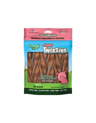 Emerald Pet Piggy Twizzies Dog Treat Pork 1ea/6 in, 6 pk, 8 oz