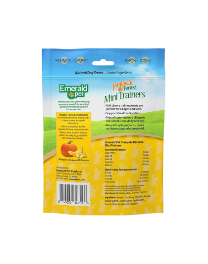 Emerald Pet Pumpkin Harverst Trainers Banana Chewy Dog Treats 6oz.
