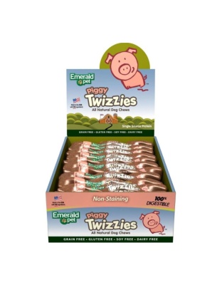 Emerald Pet Twizzies Grain Free Dog Chews Piggy 6-in- 30 Pc