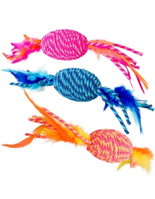 Spot Elasteeez Roller & Feathers Cat Toy Assorted