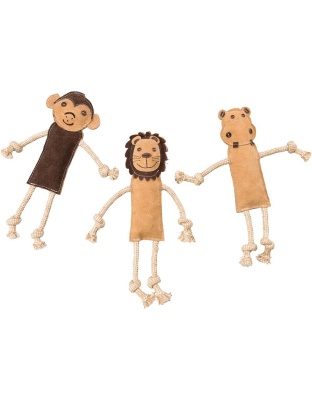 Dura-Fused Leather Jungle Dog Toy Assorted Brown, Tan 1ea/14 in