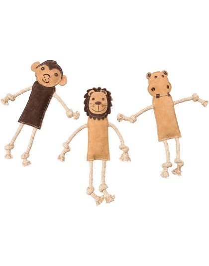 Dura-Fused Leather Jungle Dog Toy Assorted Brown, Tan 1ea/14 in