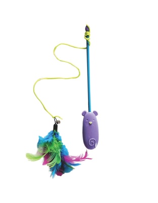 Spot Laser and Feather Teaser Wand Cat Toy Assorted 12 in
