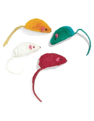 Ethical Pet Plush Mice Asstd Colors 4 Pack