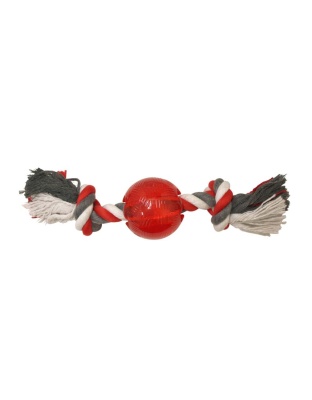 Spot Play Strong Ball with Rope Dog Toy Red 1ea/2.5 in