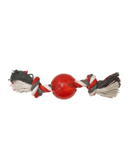 Spot Play Strong Ball with Rope Dog Toy Red 1ea/2.5 in