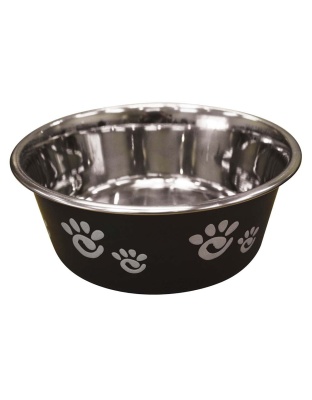Spot Barcelona Stainless Steel Paw Print Dog Bowl Licorice, 1ea/32 oz