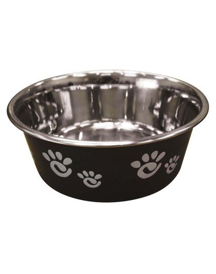 Spot Barcelona Stainless Steel Paw Print Dog Bowl Licorice, 1ea/32 oz