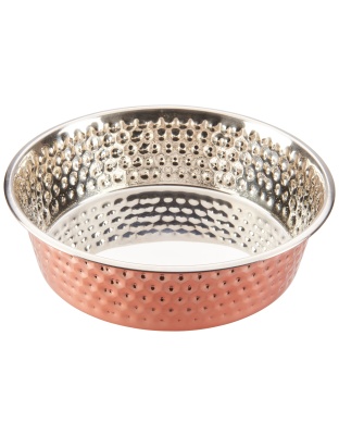 Spot Honeycomb Non Skid Stainless Steel Dog Bowl Hammered Exterior, Copper, 1ea/1 qt