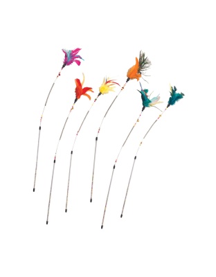Spot 26" Spring Coil Teaser Wand 6 Pc Assorted
