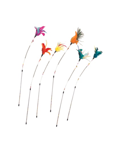 Spot 26" Spring Coil Teaser Wand 6 Pc Assorted